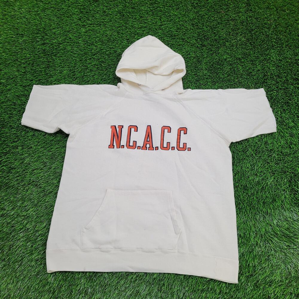 Vintage 80s Champion Hoodie Womens XL 22x24 White NCACC USA